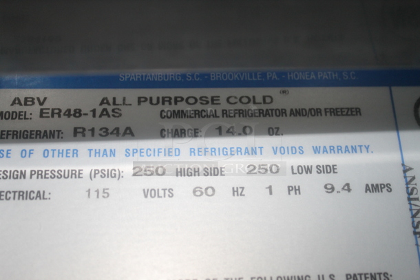 Beverage Air ER48-1AS Stainless Steel Commercial 2 Door Reach In Cooler on Commercial Casters. 115 Volts, 1 Phase. Cannot Test Due To Plug Style - Image 7 of 7