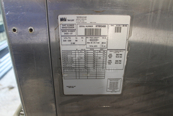 Taylor 342D-27 Commercial Stainless Steel Electric Frozen Beverage Machine With 2 Hoppers. 208-230V, 1 Phase. - Image 4 of 9