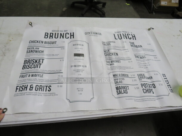 One 23.5X35 Vinyl Menu Sign. - Image 1 of 1