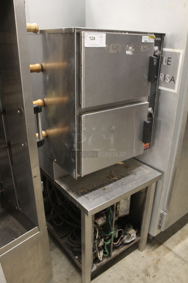 Groen HY-6G Commercial Stainless Steel Natural Gas Double Steamer On Stainless Steel Stand.  - Image 2 of 7