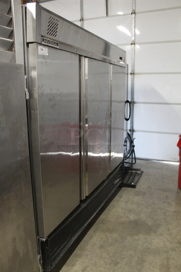 Universal RIFI-81 81" Stainless Steel Three Solid Door Reach-In Freezer, 72 Cu. Ft. Tested and Does Not Power On. - Image 2 of 9