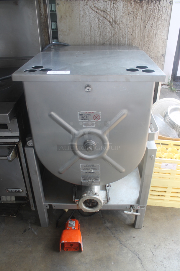 Hollymatic GMG 180A Metal Commercial Floor Style Meat Mixer Grinder w/ Pedal. 230 Volts, 3 Phase.  - Image 2 of 9
