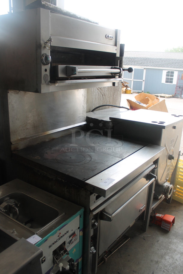 Jade Range JTPH-2FHT-36C Stainless Steel Commercial Natural Gas Powered 6 Burner Range w/ Convection Oven, Salamander Cheese Melter and Back Splash. 30,000 BTU. - Image 2 of 7