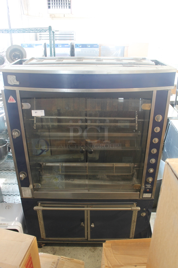 Rotisol Commercial Natural Gas Two-Door Rotisserie Oven, Blue w/ Hood