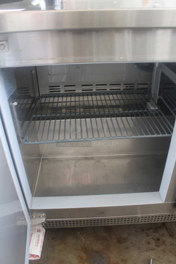 Asber AUTR 48 Stainless Steel Commercial 2 Door Undercounter Cooler on Commercial Casters. 115 Volts, 1 Phase. Tested and Powers On But Does Not Get Cold - Image 4 of 8