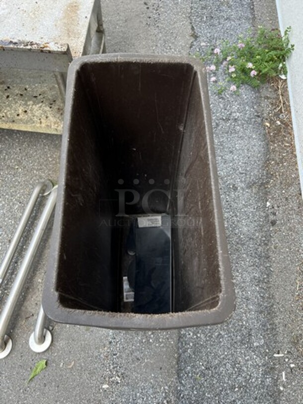 Brown Poly Slim Jim Trash Can. 11x20x30 - Image 3 of 3