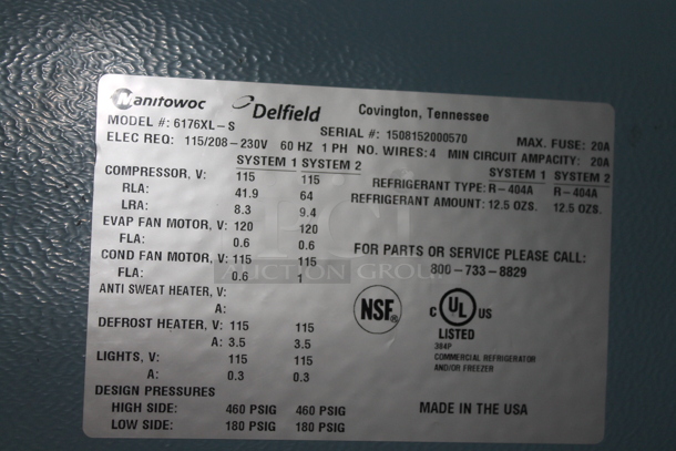 2015 Delfield 6176XL-S Stainless Steel Commercial 3 Door Reach In Freezer. 115/208-230 Volts, 1 Phase.  - Image 9 of 11