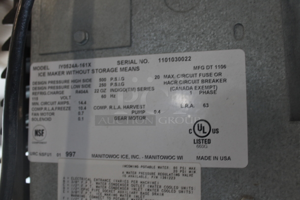 2011 Manitowoc IY0524A-161X Stainless Steel Commercial Ice Machine on Stainless Steel Commercial Countertop 6 Flavor Carbonated Beverage Machine. 115 Volts, 1 Phase. - Image 12 of 12