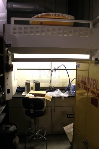 ALL ONE MONEY! Lot of Counter, White Metal Hood and Chair. BUYER MUST REMOVE.