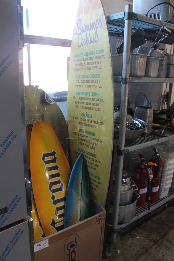 ALL ONE MONEY! Lot of Various Signs / Menu Boards In The Shape of Surfboards - Image 1 of 5
