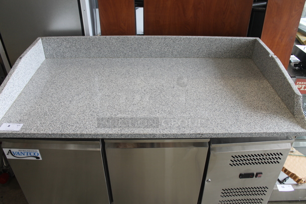 BRAND NEW SCRATCH AND DENT! 2023 Avantco 178SSPPTG60HC Stainless Steel Commercial 60" 2 Door Stone Top Refrigerated Pizza Prep Table. 115 Volts, 1 Phase. Tested and Working! - Image 5 of 9