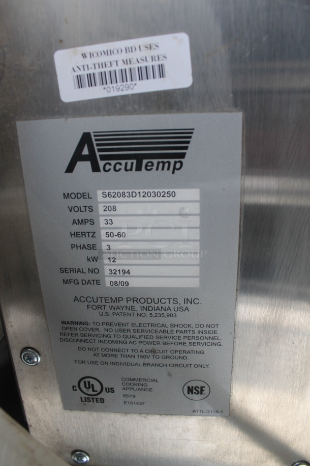 Accutemp S62083D12030250 Commercial Stainless Steel Electric Pan Cabinet Steamer With Pan Racks On Utility Cart With Undershelf and Commercial Casters. 208V, 3 Phase.  - Image 6 of 6