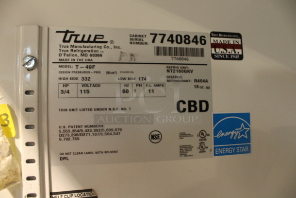 2013 True T-49F ENERGY STAR Stainless Steel Commercial 2 Door Reach In Freezer w/ Poly Coated Racks on Commercial Casters. 115 Volts, 1 Phase. Tested and Working! - Image 5 of 9