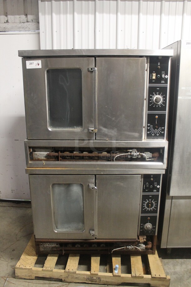 Commercial Stainless Steel Natural Gas Powered Double Stack Gas Convection Ovens. 2 Times Your Bid! 