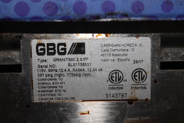 GBG Granitime 2 S/FF Metal Commercial Countertop 2 Hopper Slushie Machine. 115 Volts, 1 Phase. Tested and Working! - Image 8 of 8