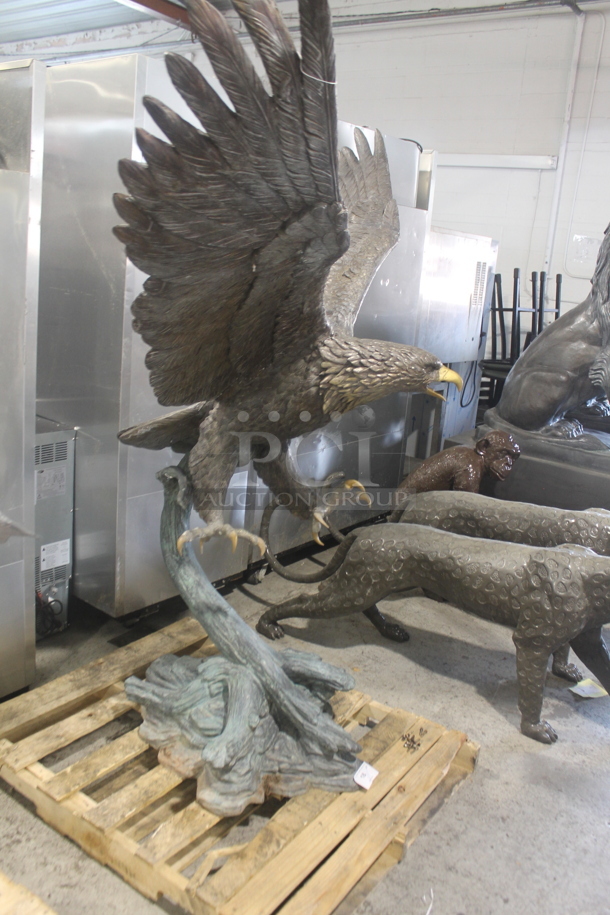 BEAUTIFUL Cast Bronze Eagle on Branch Statue. Listing Includes a Picture w/ a 5'8" Tall Human For Size Reference. - Image 2 of 6
