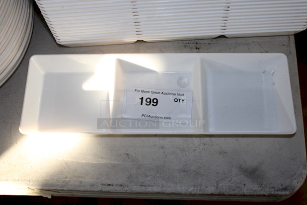 SPLENDIFEROUS! Thunder Group White Melamine Rectangular 3 Section Compartment Trays. 15"x6"x1-3/8". 23x Your Bid. Items In This Lot Are LIKE NEW Condition!   - Image 3 of 6