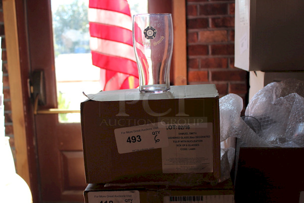 IMPERIAL PINTS! Arcoroc Samuel Smith Toughened Glass, 20oz, Decorated Tulip With Nucleation 
6x Your Bid - Image 4 of 4