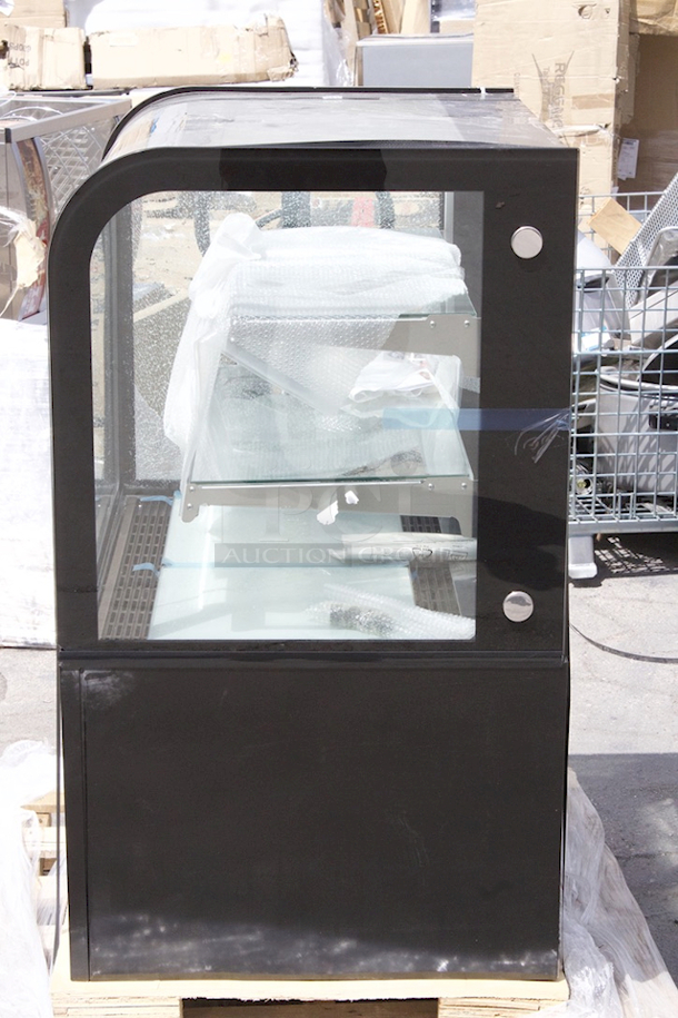 BRAND NEW SCRATCH & DENT! Avantco BC-36-HC 36" Curved Glass Black Refrigerated Bakery Display Case. 115V Tested. In Working Condition. 
SN:1447601010008 Glass Is Damaged. 
 - Image 6 of 9