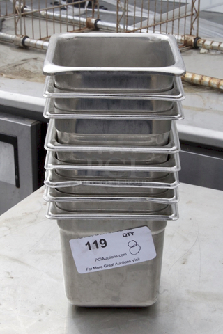 Stainless Steel 1/6 Pans. 6" Deep. 8x Your Bid