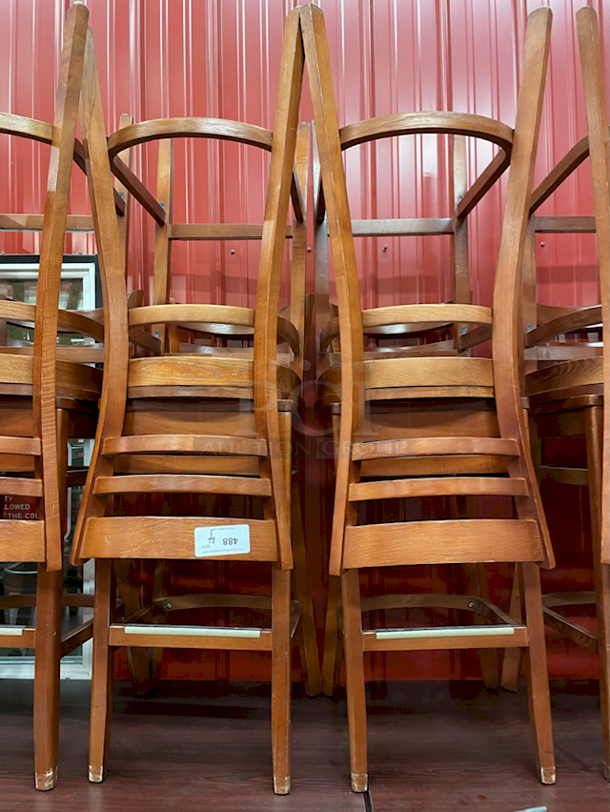 OUTSTANDING!! Wooden Ladder Back Bar Height Chairs. Seat Height: 29" Overall Dimensions: 18-1/2x17x43 4x Your Bid - Image 8 of 8