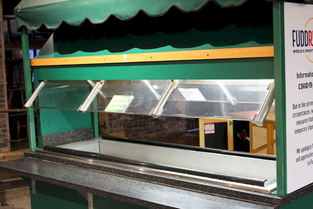 OUTSTANDING! Produce/Salad Bar With Drop In Cold-Well, Light, Counter and Glass Sneeze Guard, Solid Wood Frame With Canopy. In perfect working order.
89-1/2x53x93-1/2
 - Image 12 of 12