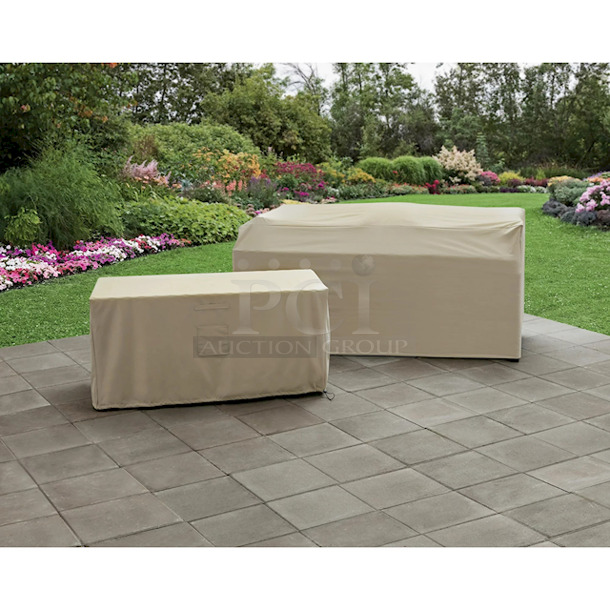 IN THE BOX! Better Homes & Gardens Brookbury 5-Piece Patio Wicker Sectional Set. Includes: (2) cushioned sofas, (2) cushioned ottomans, and (1) conversation/dining table  - Image 12 of 12