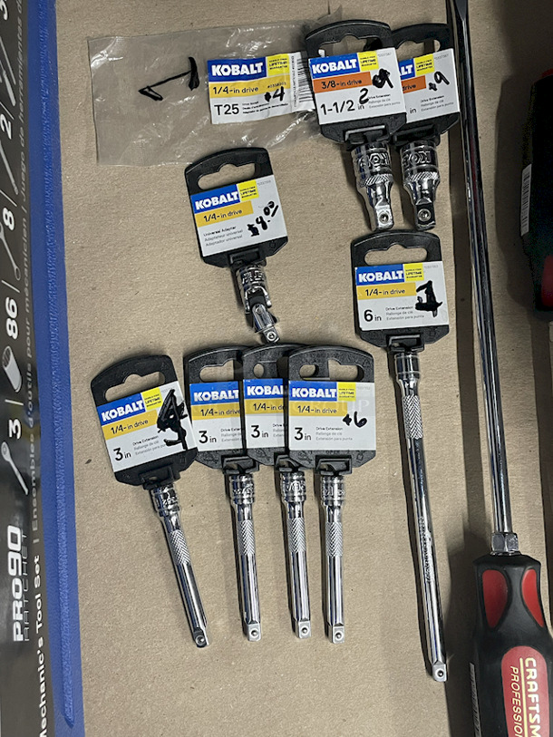 ALL BRAND NEW POWER & HAND TOOLS!! [2] Hitachi 1/2” 13mm 18v Cordless Driver Drills W/ Hard Carry Case, [4] Kobalt Pro90 Ratchet 138pc Mechanic Tool Sets With Hard Case, [3] Campbell Hausfeld 1/2” Impact Wrenches, [1] Campbell Hausfeld 1/2” Impact Wrench Quick Start Kit, [2] Craftsman Screwdrivers (5/16 Slotted & P3 Phillips), [1] ¼” Driver Adapters, [5] ¼” Drive x 3” Drive Extensions, [1] ¼” Dive x 6” Drive Extension, [2] 3/8” Drive Extensions, [1] ¼” Drive T25 Driver Socket!  - Image 8 of 11