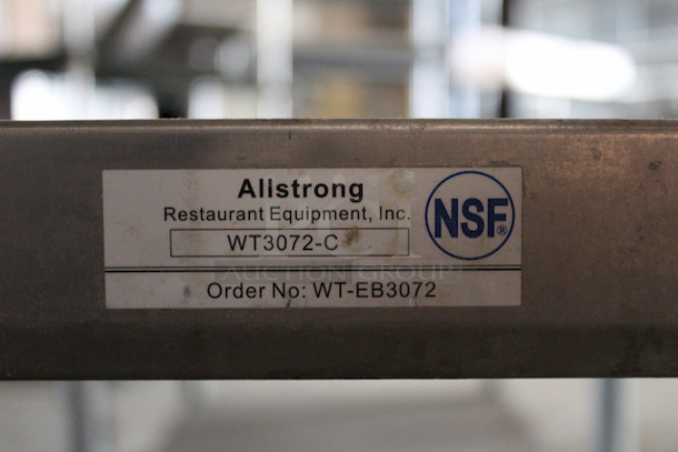 DO NOT PASS ON THIS!! Allstrong WT-3072-C  (1) Shelf Work Table Stainless Steel Top With 2" Flanged On All Edges. Standard Under-Shelf - Stainless Steel With 1-1/2" Flanged Edges.30"	72"	35" - Image 4 of 9