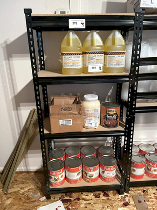 AMAZING! Set Of 3 Utility Storage Racks, Metal Frame, Wood Shelves, Adjustable Height. Contents on Shelving Not Included. 3x Your Bid