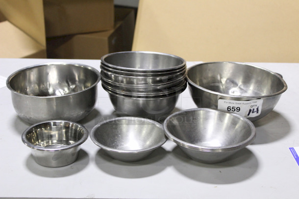 GRADUATED! Stainless Steel Mixing Bowls: (2) 5-1/2x2; (3) 6-1/2x2; (4) 7-1/2x2-1/2; (8) 8x3-1/2; (1) 9x4; (1) 9-1/2x4. 19x Your Bid  - Image 1 of 6