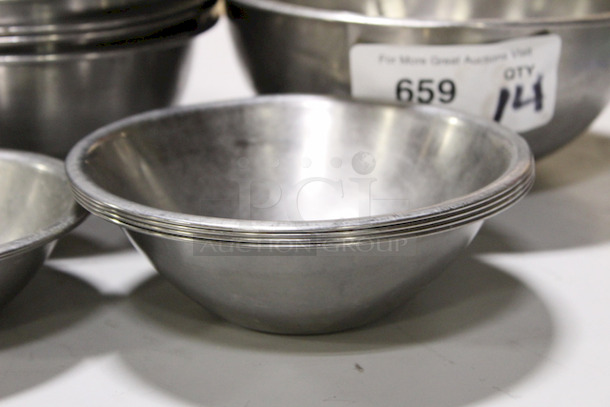 GRADUATED! Stainless Steel Mixing Bowls: (2) 5-1/2x2; (3) 6-1/2x2; (4) 7-1/2x2-1/2; (8) 8x3-1/2; (1) 9x4; (1) 9-1/2x4. 19x Your Bid  - Image 4 of 6
