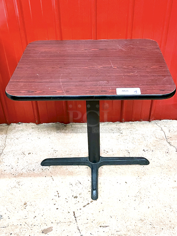 BEAUTIFUL! Lancaster Table & Seating 24" x 30" Reversible Cherry / Black Laminated Standard Height Table Top and Base Kit with 22" Plate - Image 1 of 5