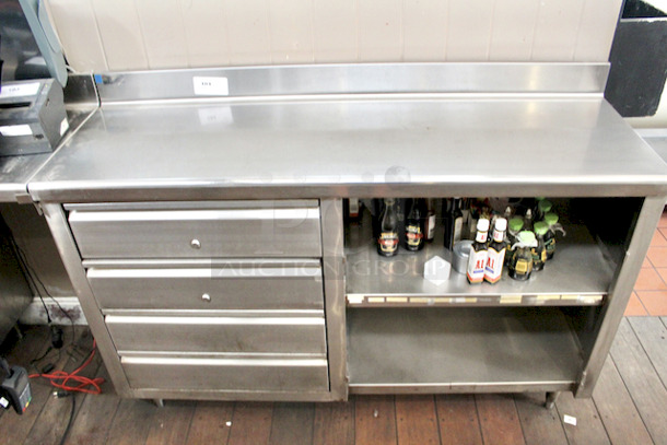 AMAZING! Enclosed Base Open Front Worktop Table With 4 Drawers That Hold Full Size Pans.