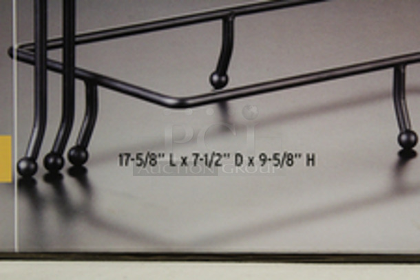 NEW, NEVER USED! American Metalcraft TTMEL3 Ironworks Three-Tier Foldable Rectangular Display Stand With Melamine Platters. This Set Comes With (3) 14 1/4" X 7 1/2" Melamine Platters That Perfectly Nest In The Wrought Iron Stand, Each Of The 3 Legs Can Fan Out To Any Width You Choose.  - Image 5 of 5