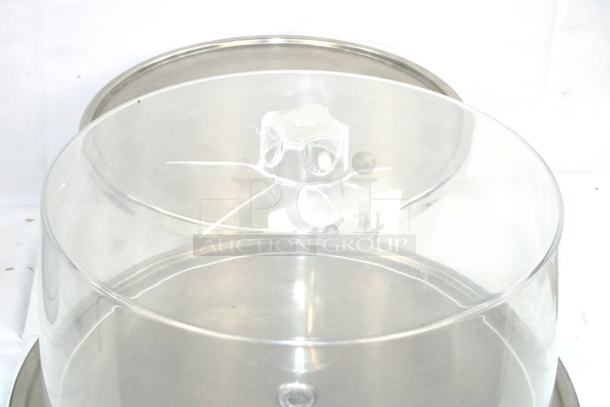 BEAUTIFUL! Cake And Champaign Set. (3) Cake Dishes With (1) Glass Lid, (1) Plastic Lid, (3) Ice Buckets For Chilling Champaign Or Other Drinks. 4x Your Bid.  - Image 6 of 7