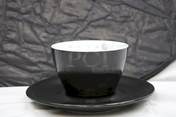 SLEEK! Porcelain Black Tea Cup And Saucer Sets. 11x your Bid - Image 3 of 4