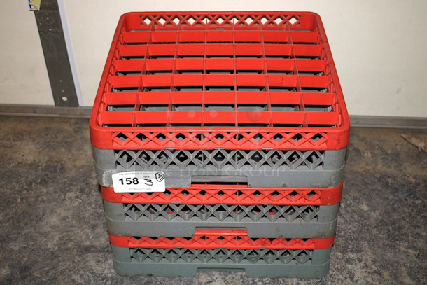 AWESOME! (3) Noble Products 274RK491 49-Compartment Gray Full-Size Glass Rack with 1 Red Extender. 3x Your Bid - Image 1 of 2