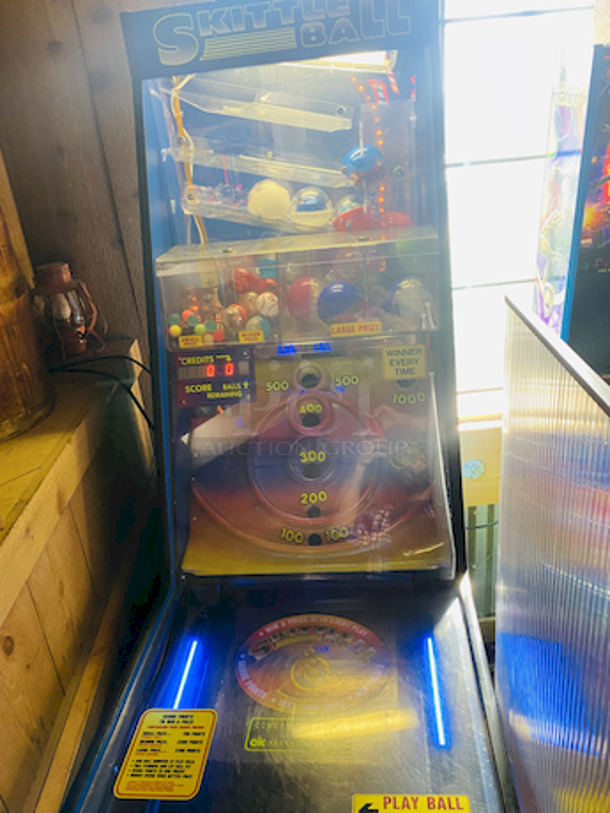 SWEET! Skittle Ball Arcade Game. In Perfect Working Order. Installed Dimensions: H: 79″, W: 24″, D: 56″ Weight: 370lbs. Electrical: 110V  BETTER PHOTOS COMING SOON - Image 2 of 2