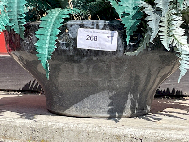 LARGE! Decorative Ceramic Potter With Artificial Plants - Image 1 of 2