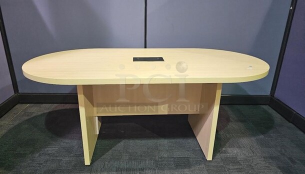 Office Source brand, light colored wooden conference table. This is a very sturdy and well-made table in great condition! 30” H x 72” W.  

 - Image 1 of 3