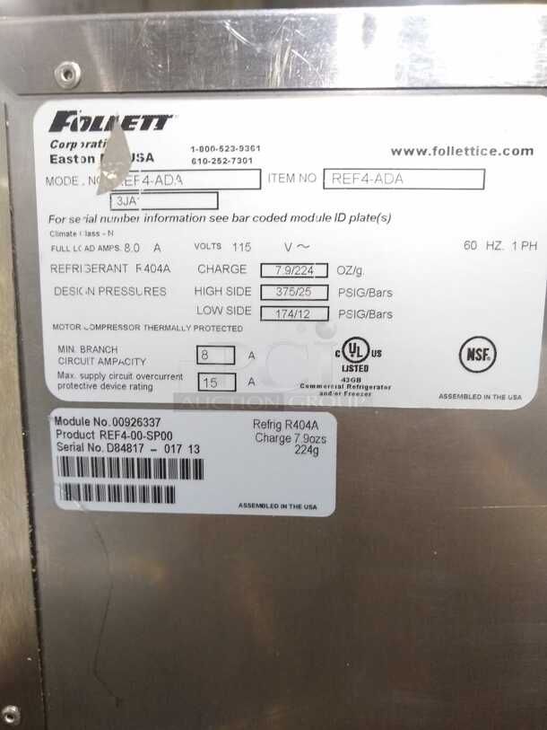 Follett Performance Plus REF4 ADA Compatible Front Breathing Medical Grade Undercounter Freezer - 3.9 Cu. Ft.

 - Image 4 of 8