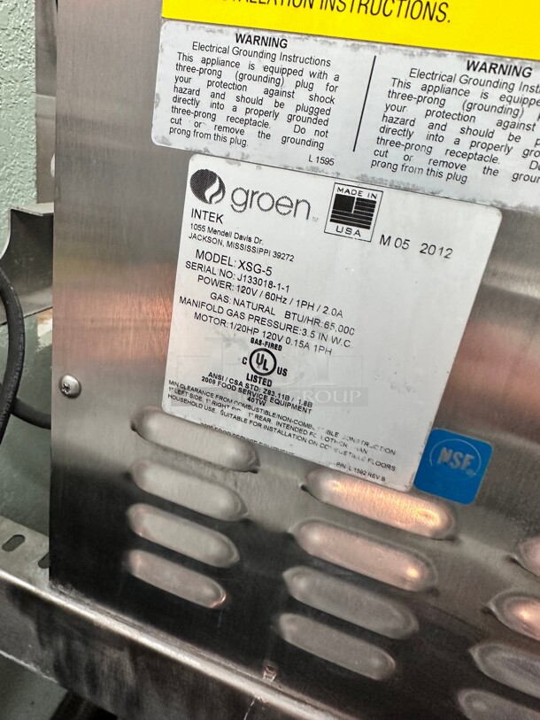 Refurbished Groen Intek Gas Steamer - Model XSG5 Working  - Image 8 of 8