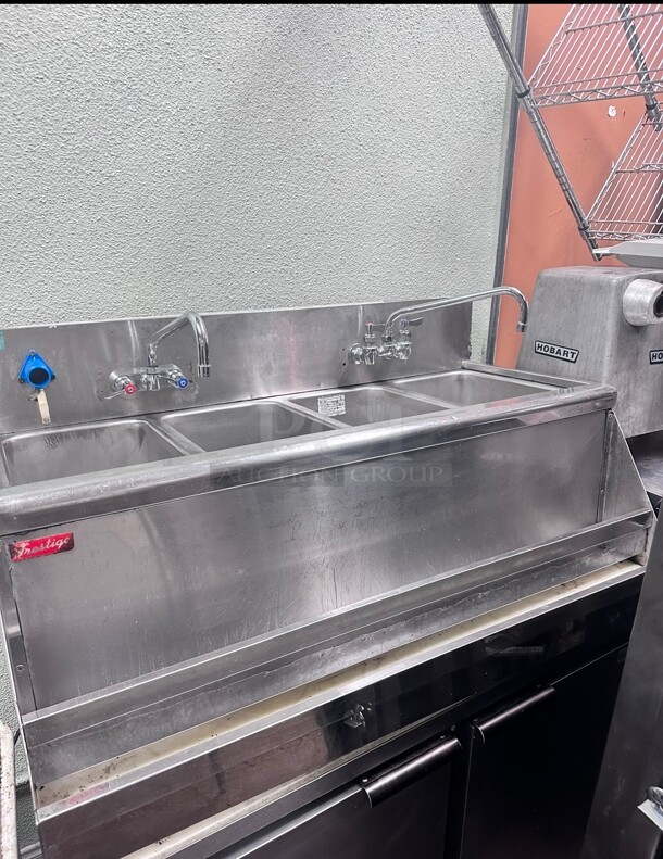Prestige 48 Inch Commercial Stainless Steel Three Compartment Bar Sink - Image 2 of 5