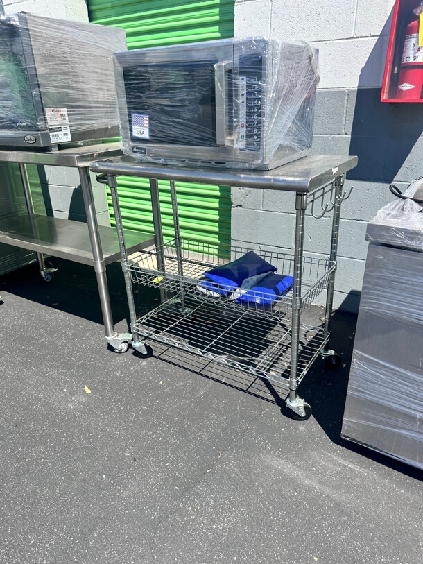 Excellent Stainless Steel Wire Cart - 34 x 20 x 36 Inch On Wheels - Image 5 of 6