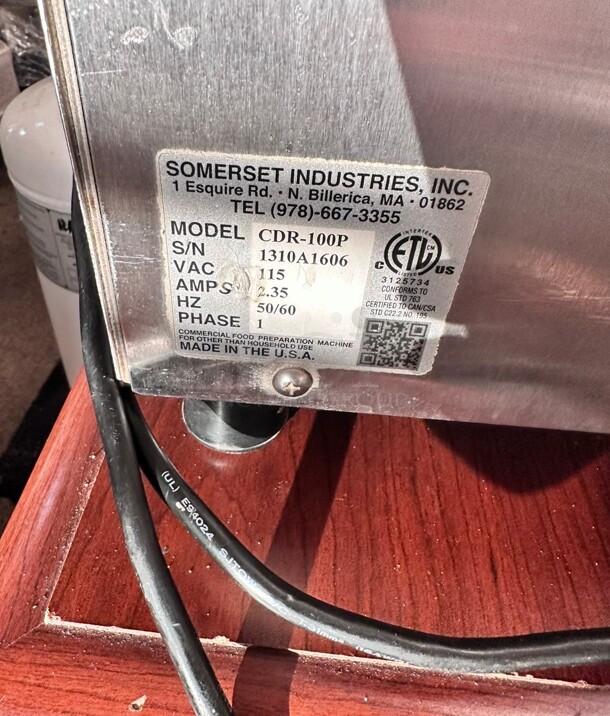 Late Model Somerset CDR-100 10 inch Countertop One Stage Dough Sheeter - 120V, 1/4 hp Tested and Working - Image 9 of 9