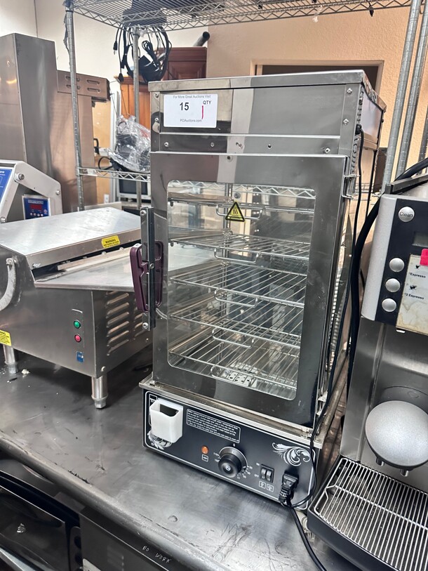 New Countertop 15 inch Food Warmer Display Case 5 Shelf Hot Warming Showcase  Commercial 115 Volt  - Image 2 of 8