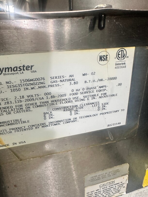 Fully Refurbished Frymaster ESG35T Gas Fryer - (1) 35 lb Vat, Floor Model, Natural Gas Tested and Working - Image 6 of 8