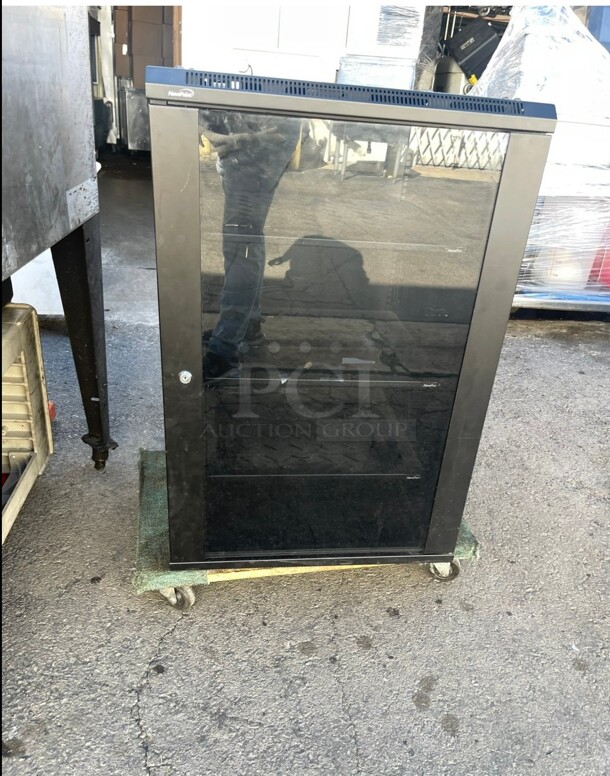 Commercial COMPONENT SERIES 38 inch TALL AV RACK IN BLACK FINISH Glass Music Cabinet - Image 1 of 8