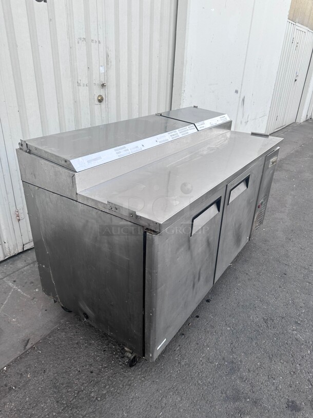 Certified Working! Supera  67 inch Double Section Refrigerated Pizza Prep Table Stainless interior & exterior NSF 115 Volt - Image 5 of 6